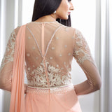 Peach Drape Dori Embroidered Saree