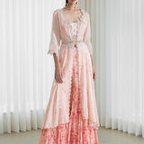 Jacket-sharara set with printed blouse