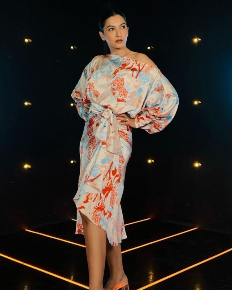 Gauahar Khan - Ivory printed wrap skirt set