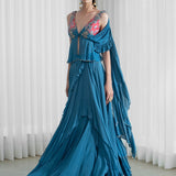 Drape Saree Set With Frill And Flares