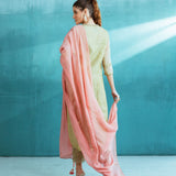 Pista Green Tissue Chanderi Kurta Pant Set
