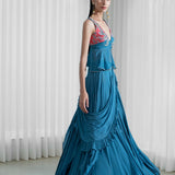 Drape Saree Set With Frill And Flares