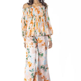 Chiffon Printed Smocking Top and Pants
