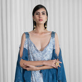 Kaftan With Colour Block And Mirror Work