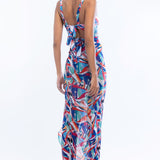 Lycra Printed Bodysuit With Chiffon Wrap