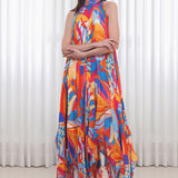 Pop Abstract Printed High Low Dress