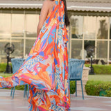 Pop Abstract Printed High Low Dress