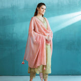 Pista Green Tissue Chanderi Kurta Pant Set