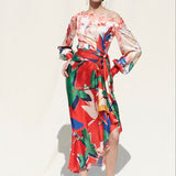 Printed Crepe Satin Top With Wrap Skirt