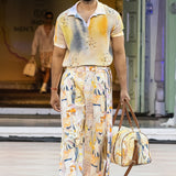 Yellow Casual Trousers With Belt