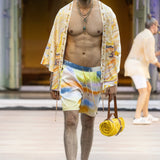 Yellow Printed Cape and Shorts Set