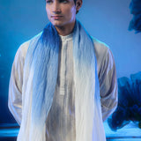 Pintuck Ivory Embroidered Kurta With Pant & Ombre Dupatta