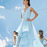Sky Blue Falling Leaves Flora Dress
