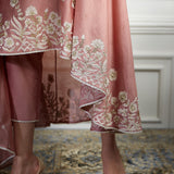Dusty Pink Embroidered High Low Kurta Set