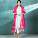 Ivory Chanderi Godet Kurta Pant Set