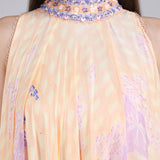 Denser Duo Corsage Placement Printed High Low Dress