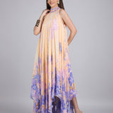 Denser Duo Corsage Placement Printed High Low Dress