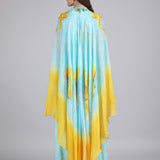 Aurora Bloom Tonal Teal Placement Print Dress