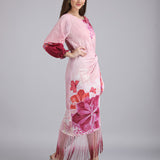 Petals Below Asymmetrical Placement Printed Dress
