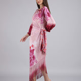 Petals Below Asymmetrical Placement Printed Dress
