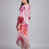 Petals Below Asymmetrical Placement Printed Dress
