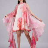 Petals Peach Placement Short Dress