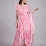 Cotton Clould Self Texture Printed Corsage Dress