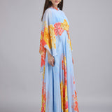 Faux Cosmos Sky Base Printed Cape Dress