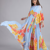 Faux Cosmos Sky Base Printed Cape Dress