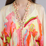 Linear Lime Summer Placement Kaftan