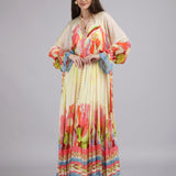 Linear Lime Summer Placement Kaftan