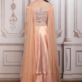 Peach Embroidered Blouse with Lehenga