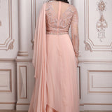 Blush Pink Gown With Heavy Embroidered Upper Bodice