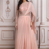 Blush Pink Gown With Heavy Embroidered Upper Bodice