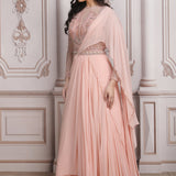 Blush Pink Gown With Heavy Embroidered Upper Bodice