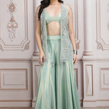 Pastel Green Co-ord Ensemble With Heavy Embroidered Jacket