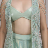 Pastel Green Co-ord Ensemble With Heavy Embroidered Jacket