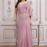 Rose Mist Lehenga Shimmer Lehenga Set With Corset Blouse