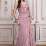 Rose Mist Lehenga Shimmer Lehenga Set With Corset Blouse