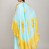 Aurora Bloom Tonal Teal Placement Print Dress