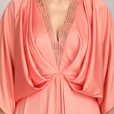 Peach Glow Draped Kaftan