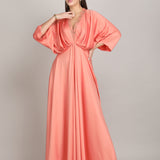 Peach Glow Draped Kaftan