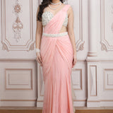 Pearl Embellished Flowing Drape Saree