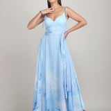 Aurora Tone Ice Blue Cape Dress