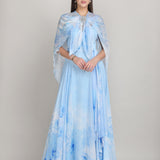Aurora Tone Ice Blue Cape Dress