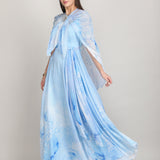 Aurora Tone Ice Blue Cape Dress