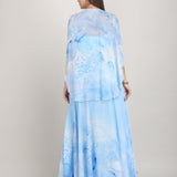 Aurora Tone Ice Blue Cape Dress