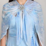 Aurora Tone Ice Blue Cape Dress