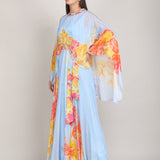 Faux Cosmos Sky Base Printed Cape Dress