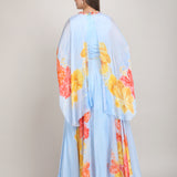 Faux Cosmos Sky Base Printed Cape Dress